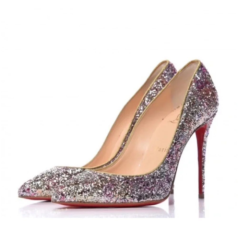Christian Louboutin Glitter Pointed-Toe Pumps with Red Soles
